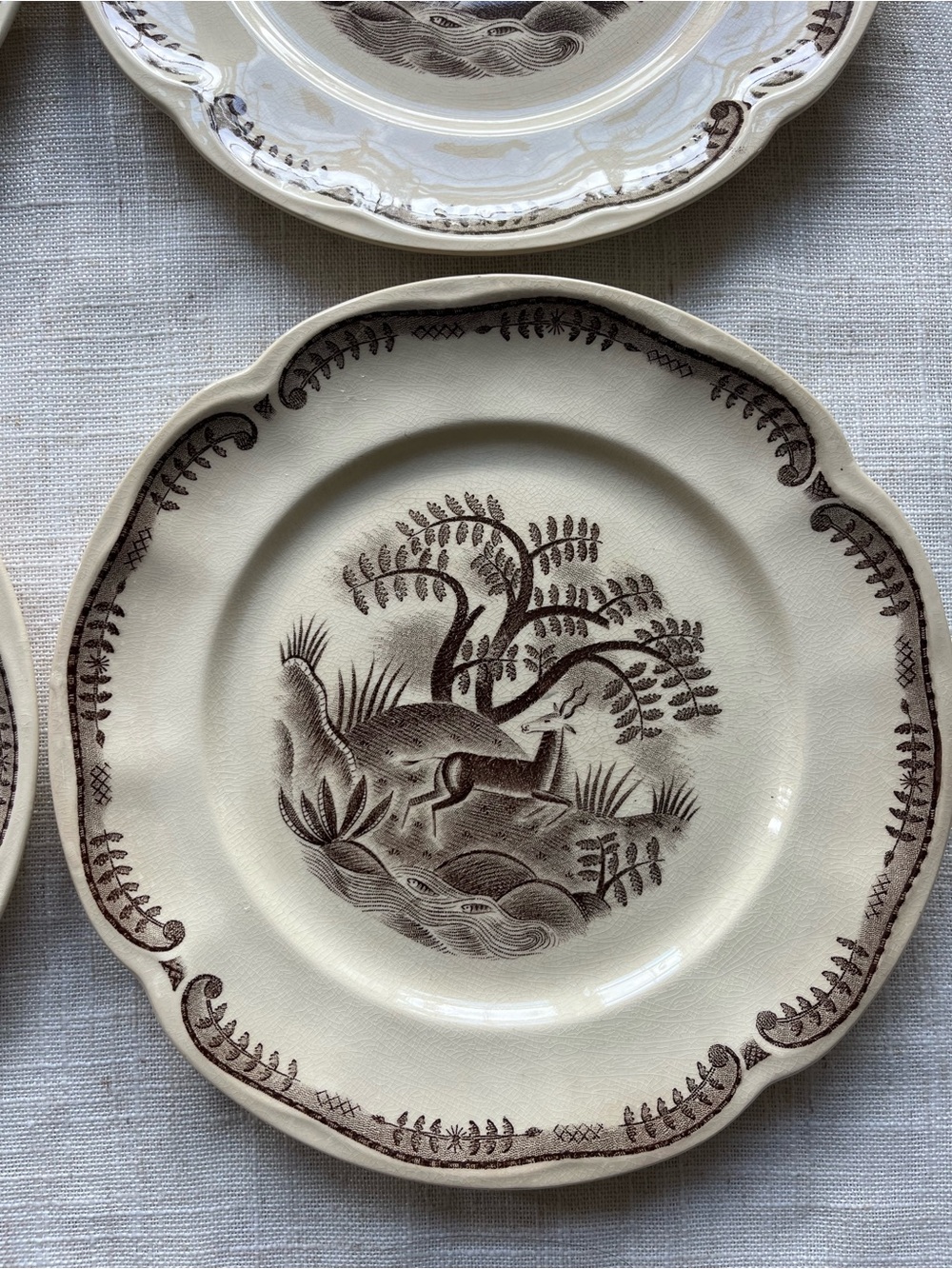 1930s Gefle Tibet Set of 4 Dessert / Salad Plates 8"